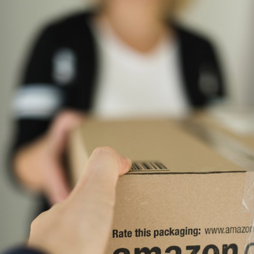 Woman receiving parcel