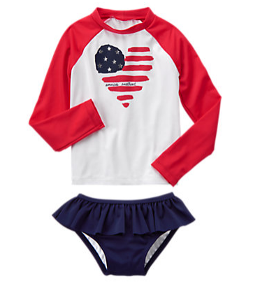 Girls White Flag Rash Guard Set by Gymboree