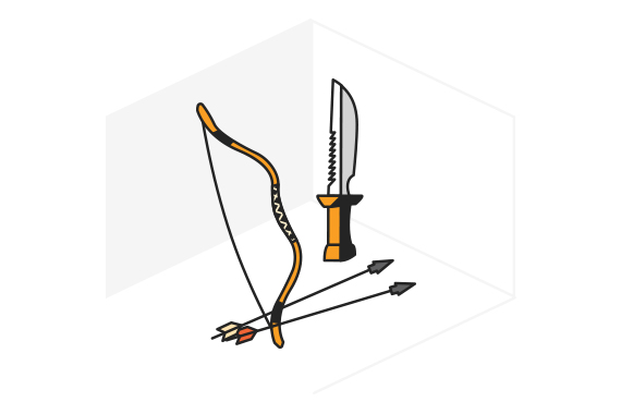Controlled knives and arrows (excluding tableware)