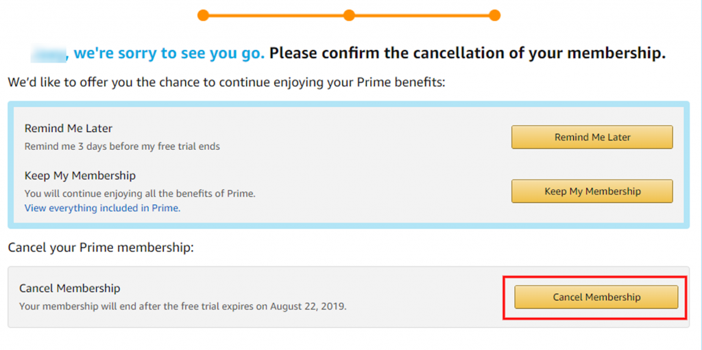 Prime會員取消教學4-繼續點擊「Cancel Membership」即可