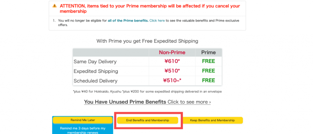 Prime會員取消教學2-堅持按下「End Benefits and Membership」