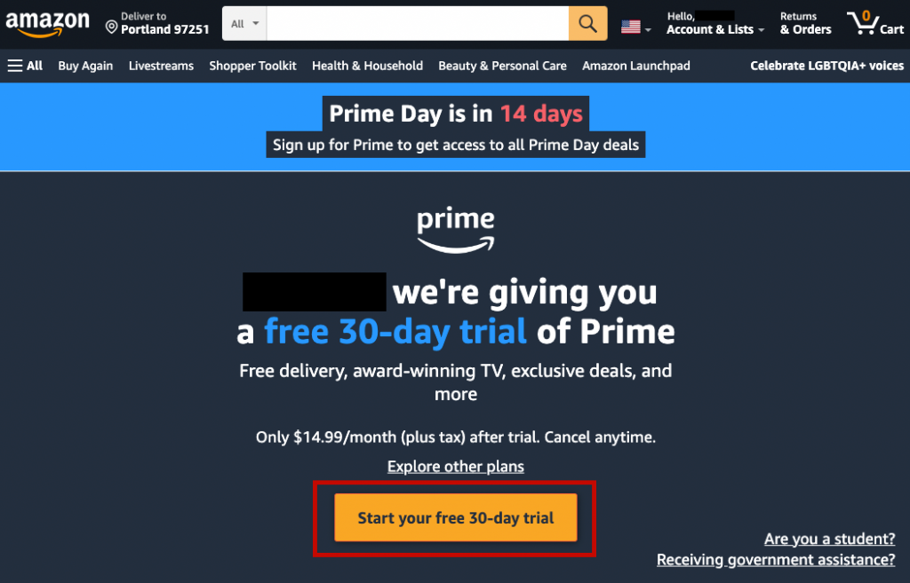 美國 Amazon 註冊教學1-進入登記頁面，按「Start Your 30-Day Free Trial」
