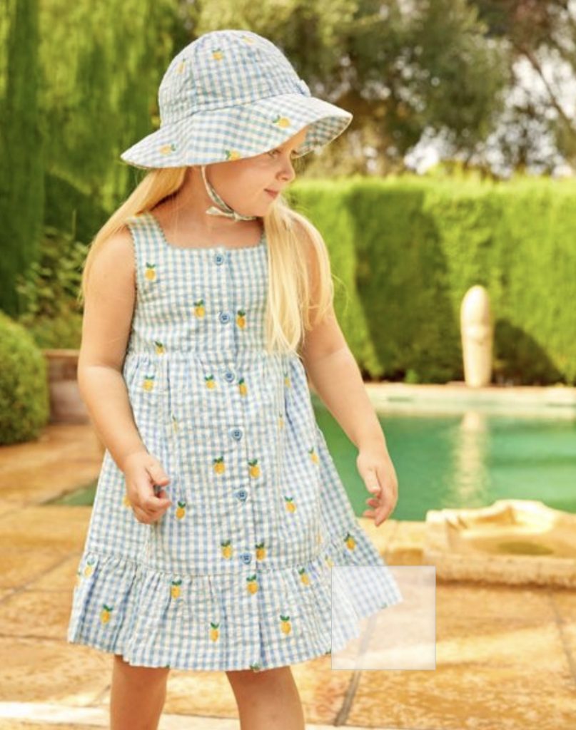 JoJo Maman Bébé 產品推介: 格紋檸檬刺繡荷葉邊連衣裙