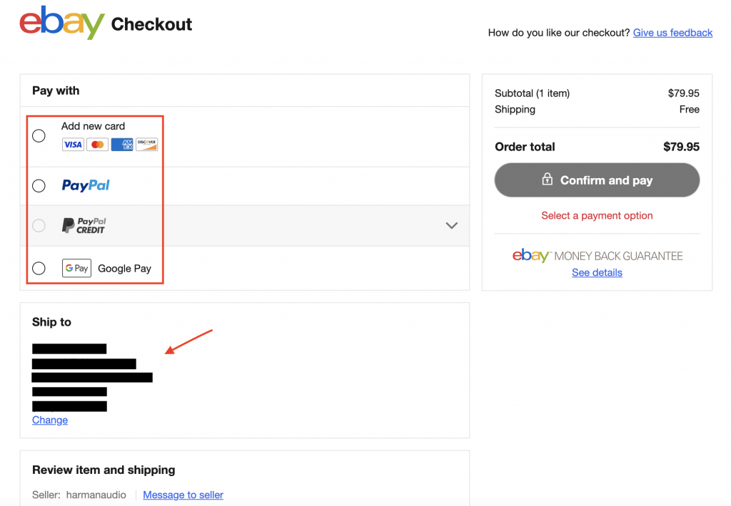 eBay購物教學-以即買價方式下單4-選擇想用的付款方式並輸入相關資料
