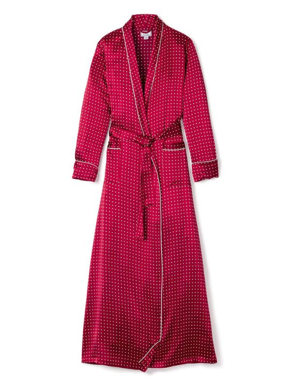 Petite Plume-100% Mulberry Silk Polka Dot Luxe Long Robe