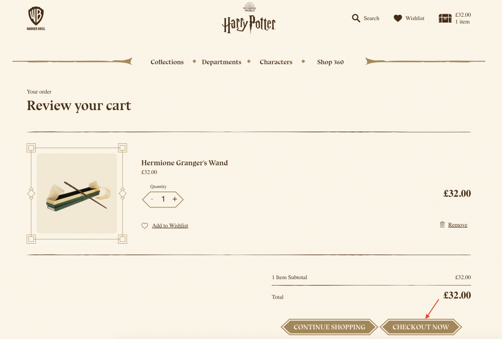 Harry Potter UK Shopping Tutorial 6: checkout now