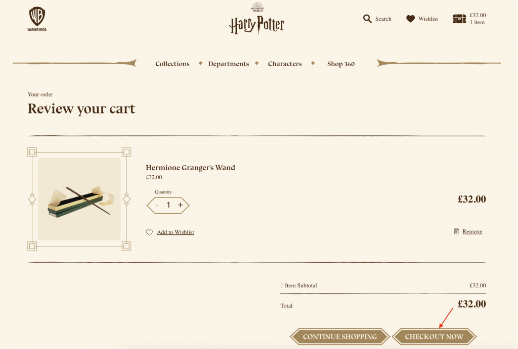 英國HarryPotterShop網購教學6-點擊「CHECKOUT NOW」進入購物程序