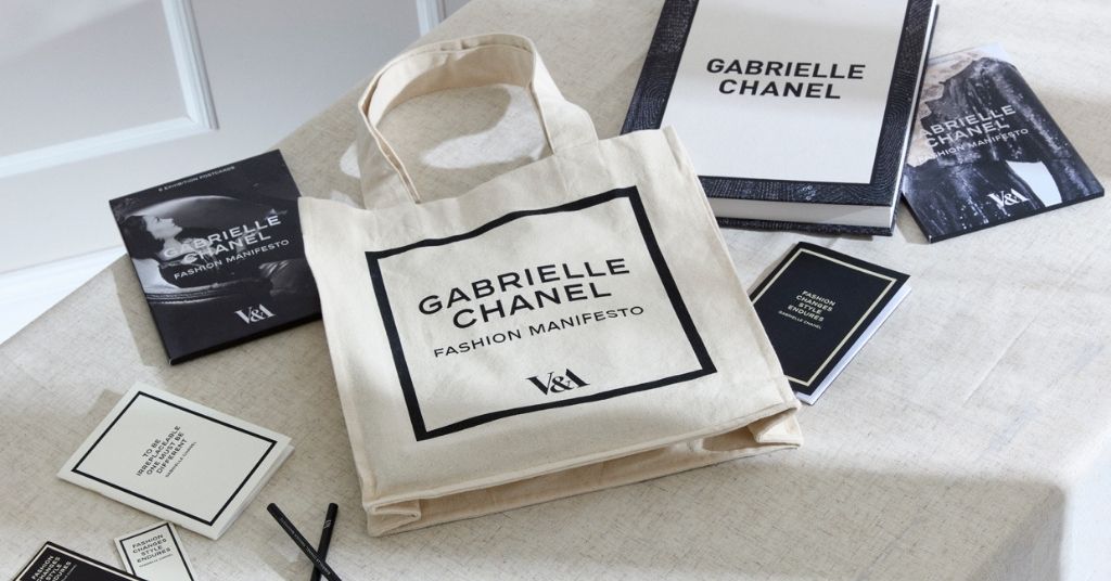 Black Cotton V&A Chanel Exhibition Tote Bag