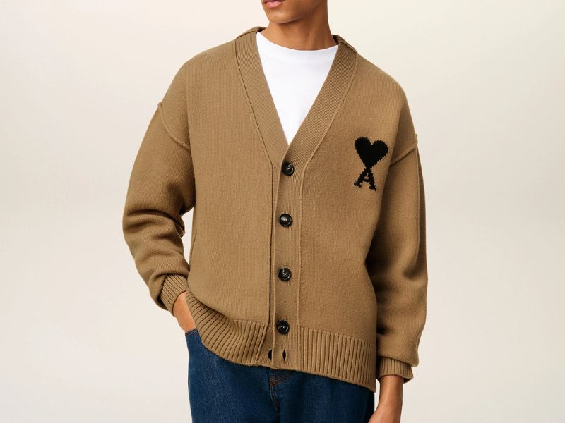 BROWN WOOL AMI DE COEUR CARDIGAN