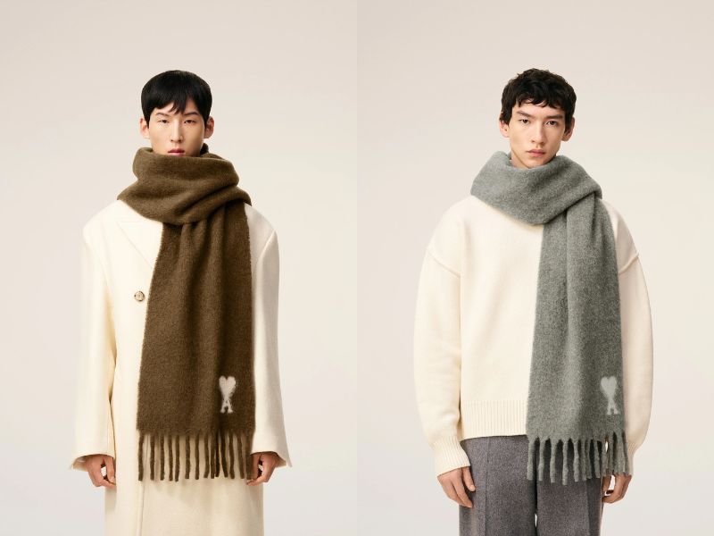 BROWN ALPACA OFF WHITE AMI DE COEUR SCARF