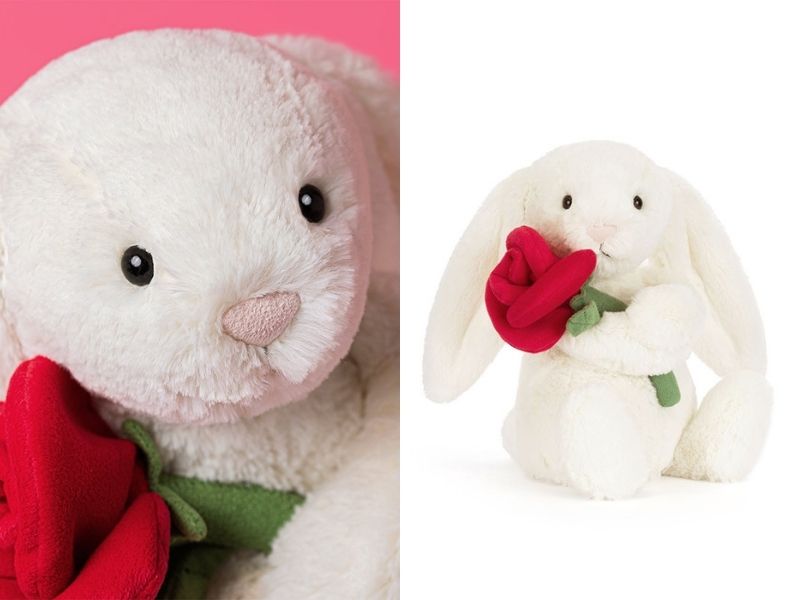 Jellycat - Cream Bunny With Rose