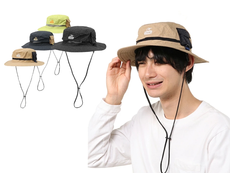 CHUMS mosquito-repellent and UV protection camping hat with breathable mesh, ideal for summer hiking and outdoor Yama style