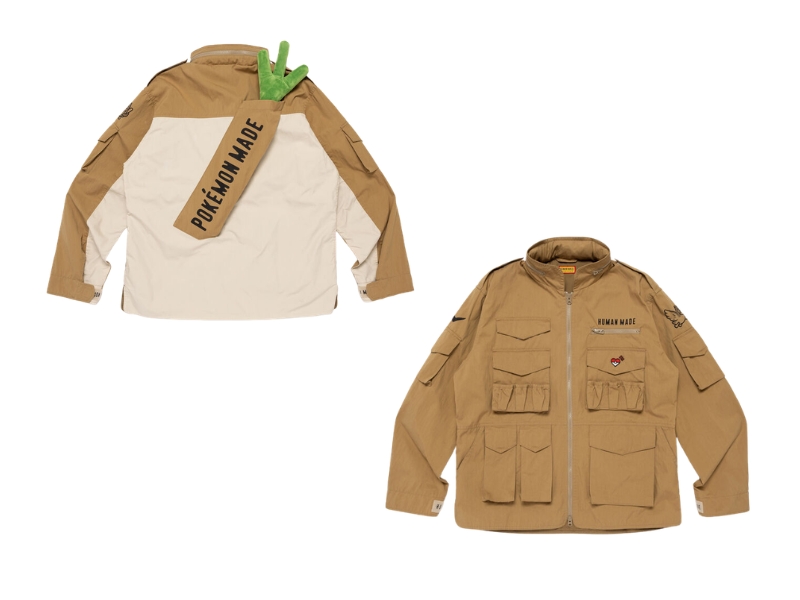 HUMAN MADE x Pokemon Farfetch'd Utility Jacket in olive green with duck print