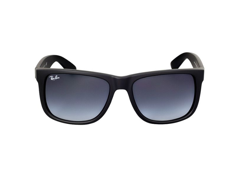 Ray-Ban Justin classic black rectangular sunglasses with grey gradient lenses