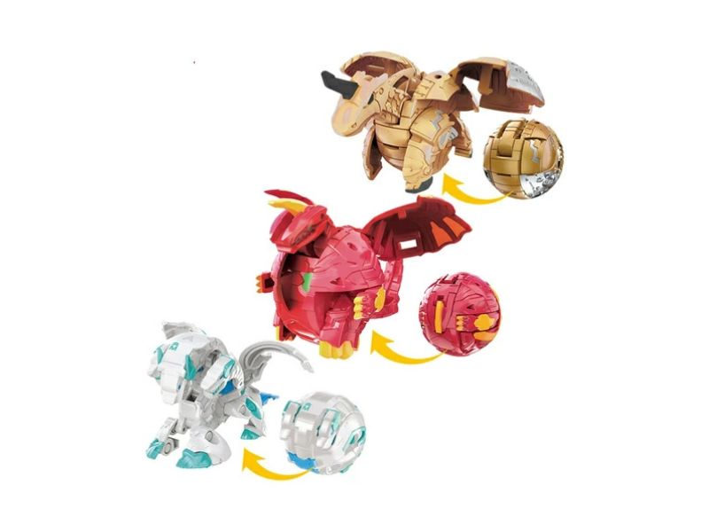 Bakugan Battle Planet Baku 008 Start Dash Set including 3 action figures, BakuCores, and trading cards for beginner players.