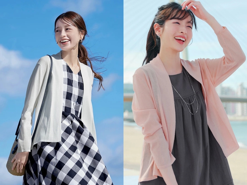 Tiaclasse UV care and contact cooling short knit cardigan for summer sun protection on Rakuten Japan