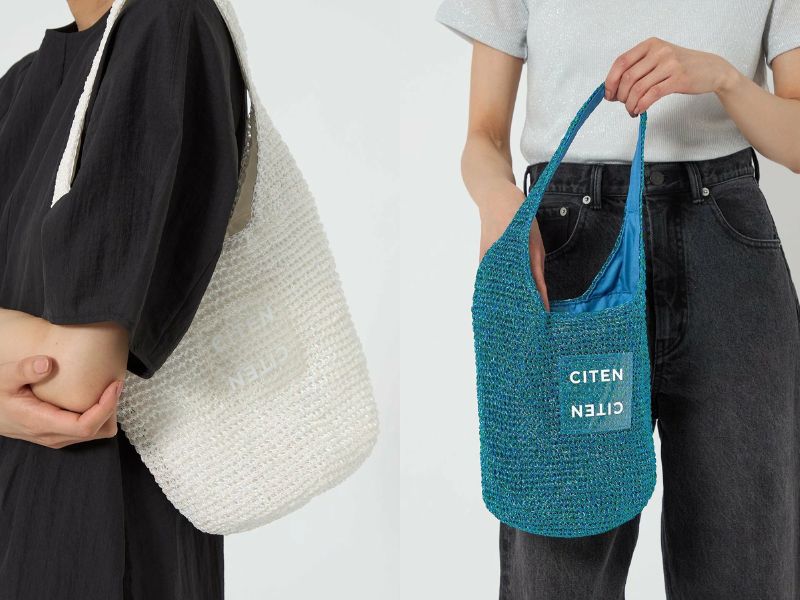 CITEN metallic wire shoulder bag with transparent logo tag