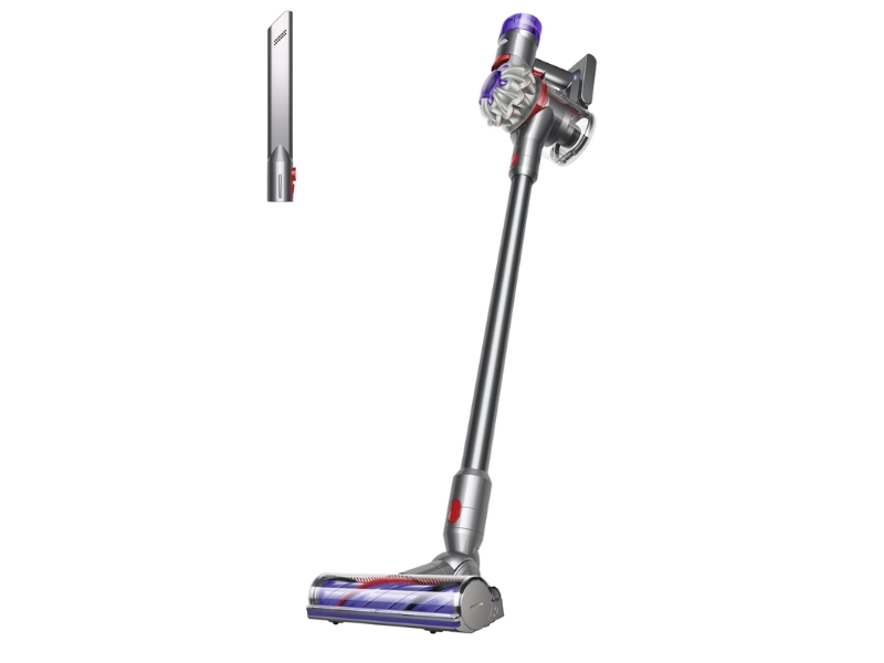 Dyson V8 cordless vacuum cleaner with powerful suction and multiple attachments