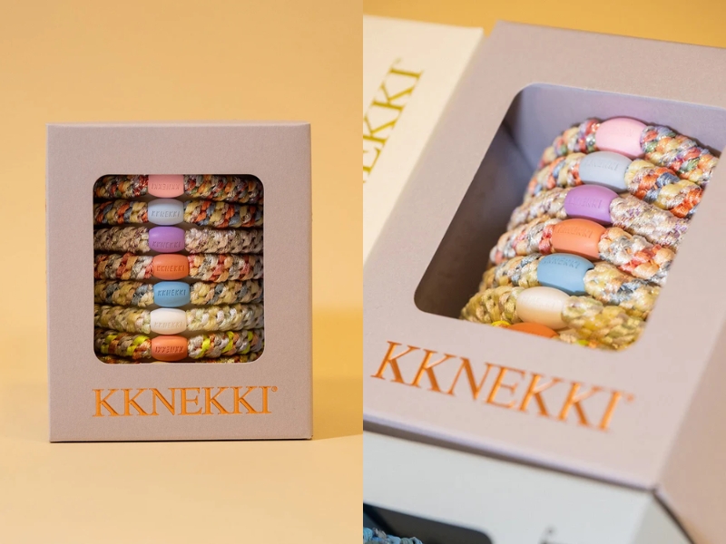 KKNEKKI Bubble Gum Edition 8-pack pastel and glitter woven hair ties