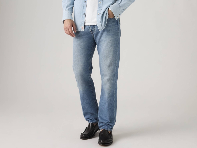 Levi's 501 original men's straight fit cotton denim jeans with classic button fly