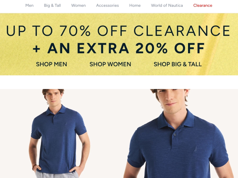 Nautica USA official site clearance sale men women nautical polo shirts and swimwear discount