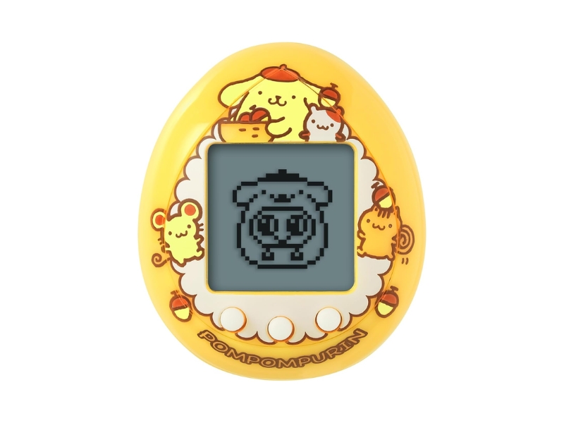 Sanrio Pompompurin Bandai Tamagotchi Nano orange edition mini virtual pet toy featuring a 4cm compact shell and exclusive mini-games.
