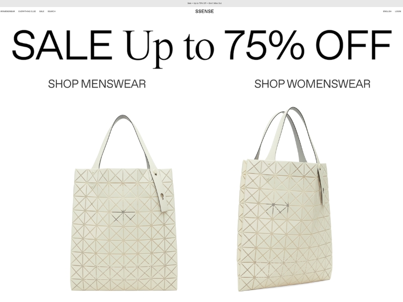 SSENSE designer luxury fashion SS26 seasonal sale clothing shoes bags discount