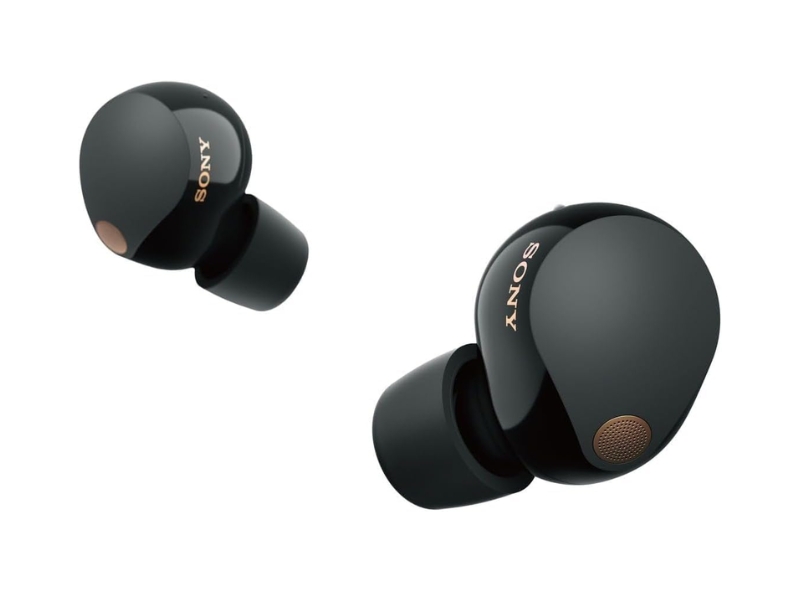 Sony WF-1000XM5 premium wireless noise-canceling earbuds and sleek charging case, high-resolution audio and compact lightweight design.