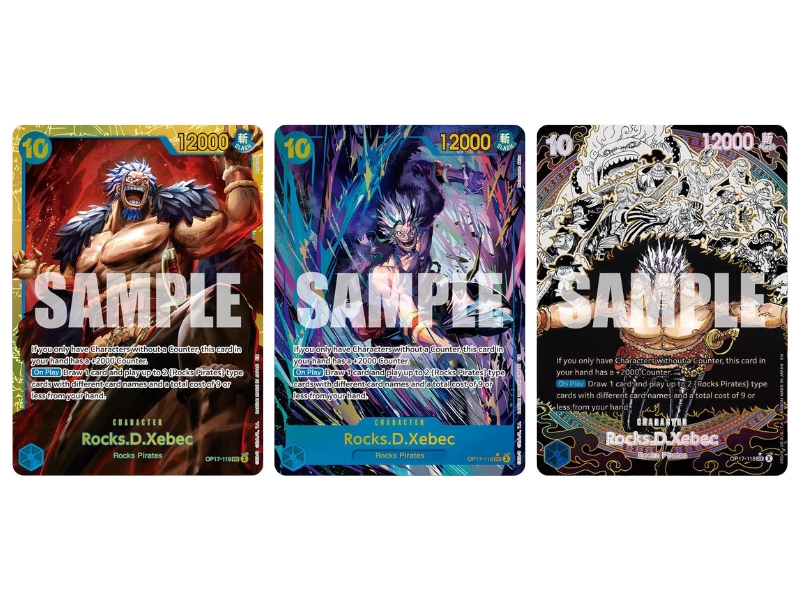 One Piece Card Game OP-17 Secret Rare Rocks.D.Xebec OP17-118, the win condition of the Rocks Pirates deck. 