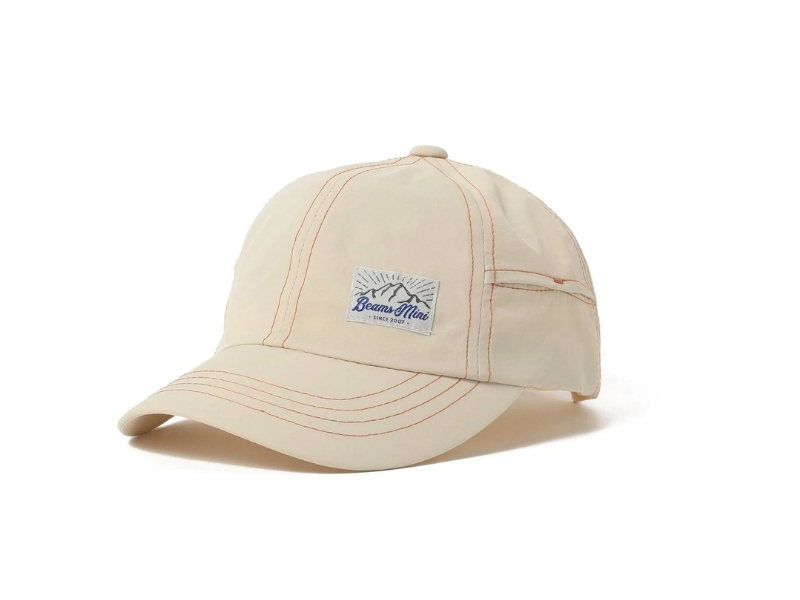 BEAMS mini kids ventilation nylon cap in ivory with adjustable back strap