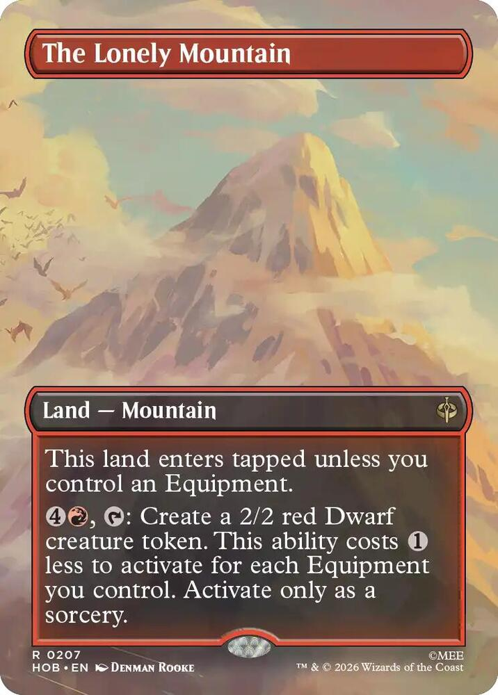 Magic The Gathering The Hobbit The Lonely Mountain borderless scene card land, part of a six-card panorama from the Scene Box. 