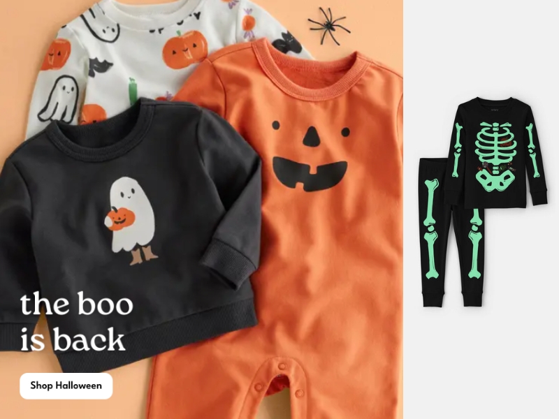 Carter's baby glow-in-the-dark skeleton Halloween pajama set