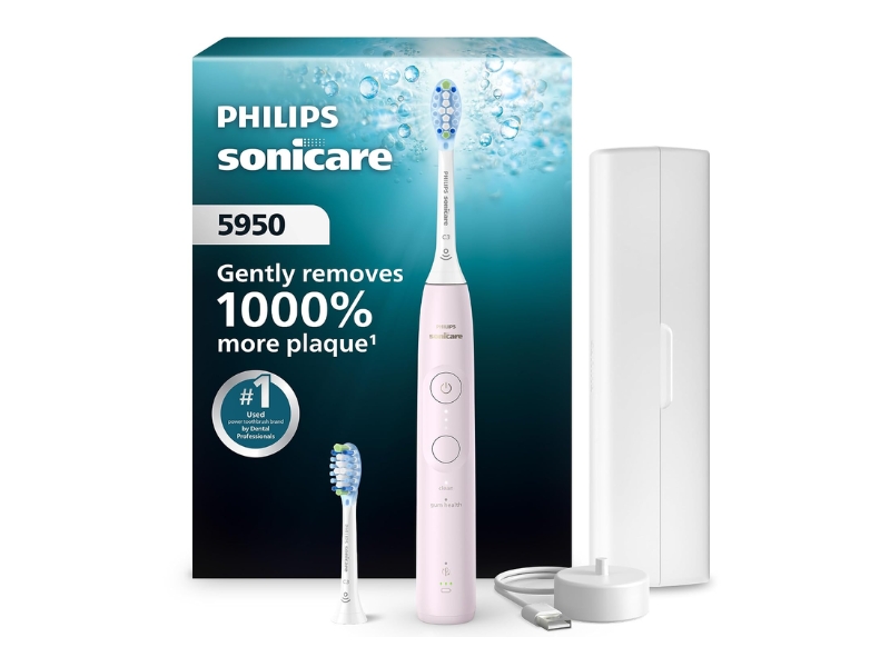 Philips Sonicare 5950 rechargeable electric toothbrush in pink with 2 brush heads