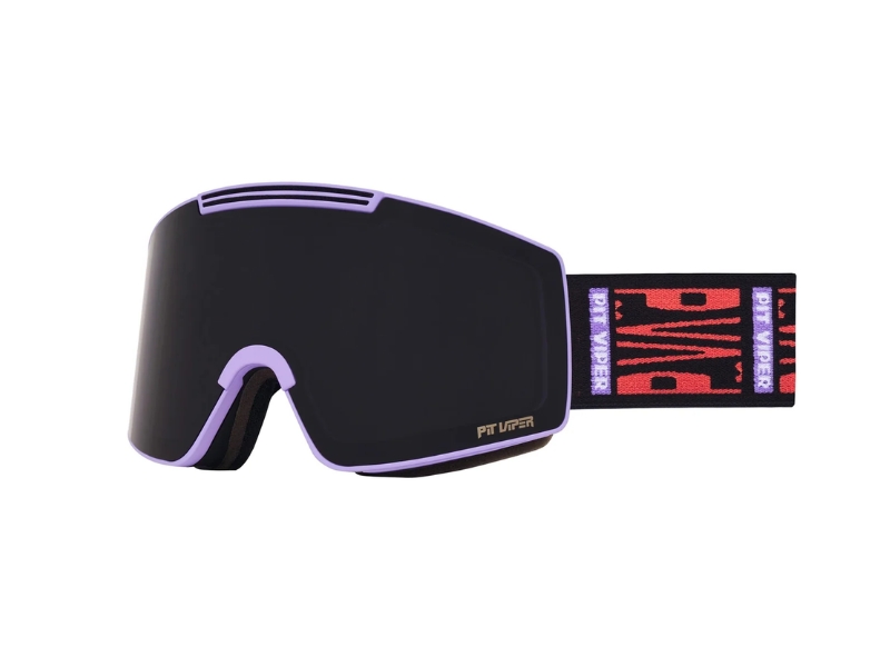 Pit Viper The Proform snow goggles in purple Moontower Smoke colorway with magnetic lens and red strap