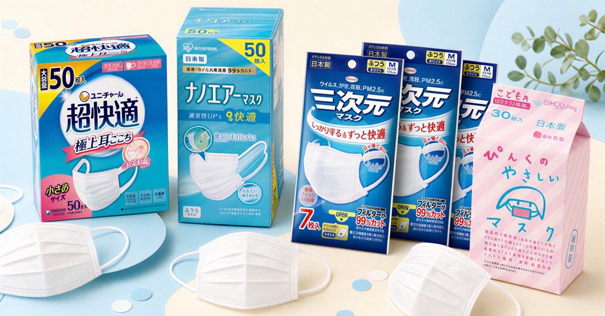 Japanese masks from Rakuten: Unicharm, Iris Ohyama, Kowa and kids masks