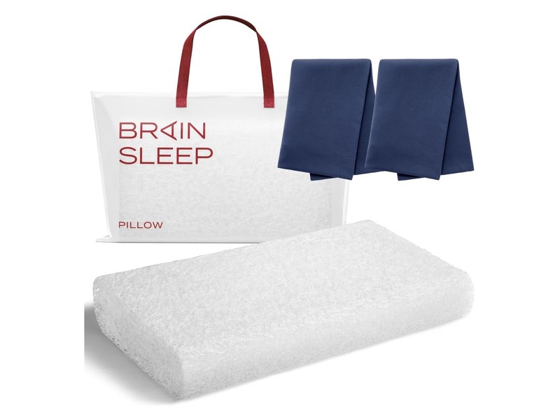 Brain Sleep Pillow Standard with 2 organic sleep pillow covers in midnight navy