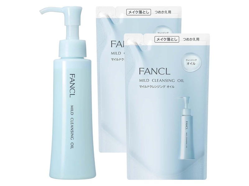 FANCL Mild Cleansing Oil 120ml bottle with 2 refill pouches