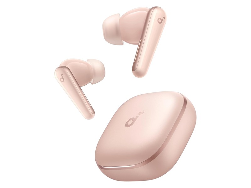 Anker Soundcore Liberty 5 true wireless noise cancelling earbuds in apricot pink