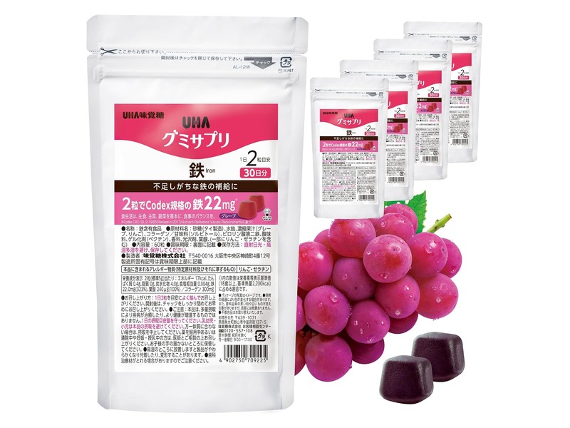 UHA Mikakuto iron gummy supplement grape flavor 5-pack set