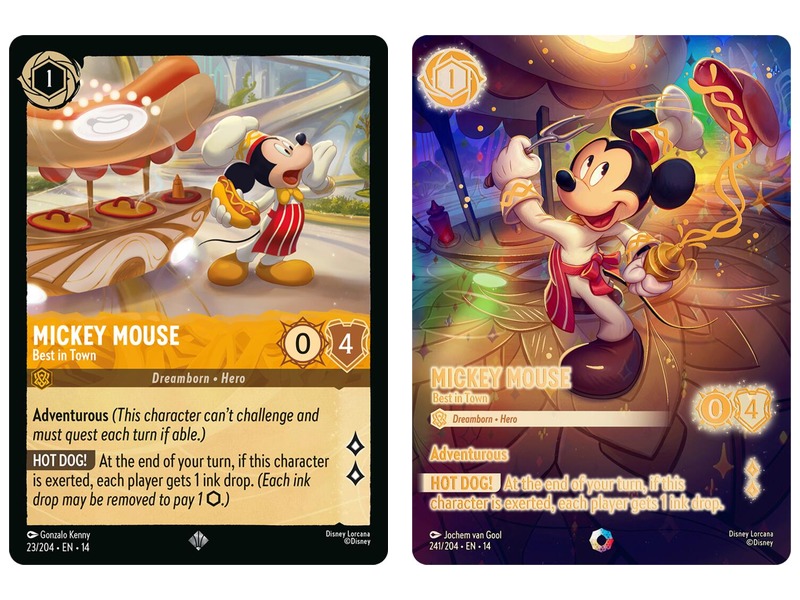 Disney Lorcana Hyperia City Mickey Mouse - Best in Town cards: Super Rare #23 and Iconic #241