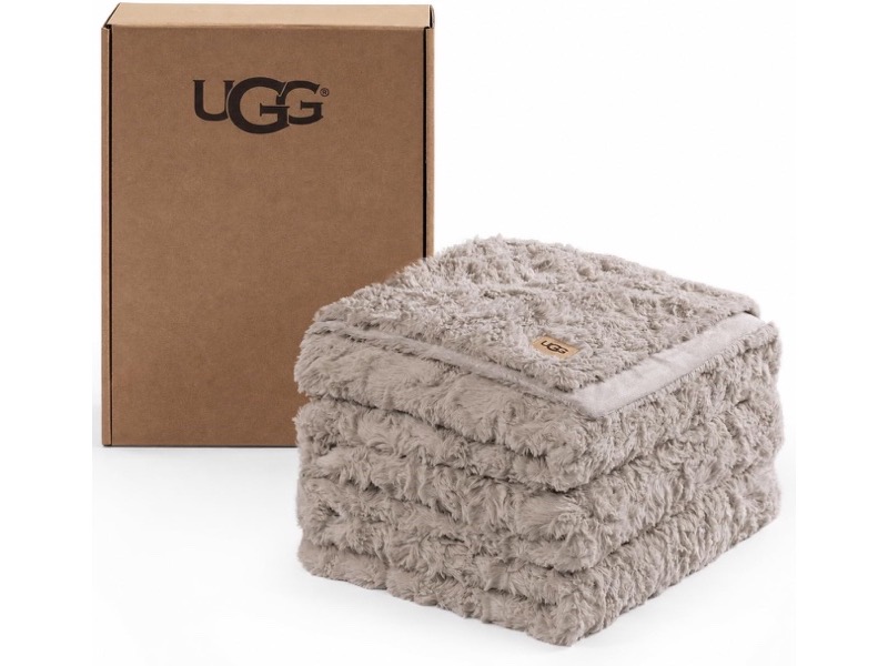 UGG Adalee King faux fur blanket in Brown Oyster